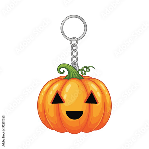 Halloween Pumpkin Keychain with Smiling Face.