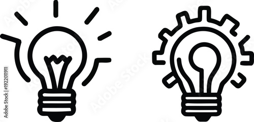 Light bulb idea icons. Vector outline set. Innovation and creative thinking symbols. Business concept.