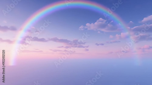 Rainbow in the Cloudy Sky Landscape.