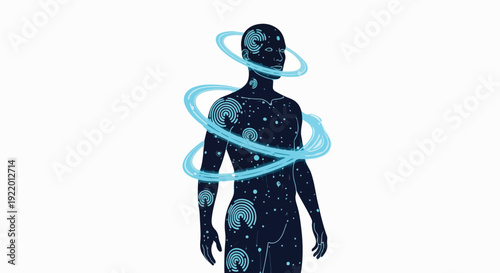 Man with Galaxy Inside and Around Body.