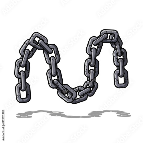 Metal Chain Illustration with Broken Links.