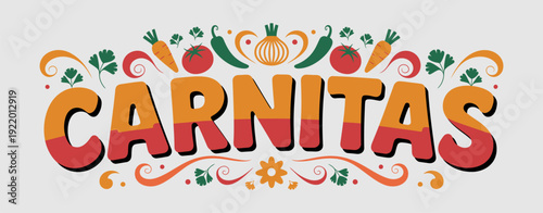 carnitas mexican street food featuring tender braised pork, fresh tomato, onion, cilantro, and spicy serrano peppers, a traditional dish perfect for authentic culinary presentations.