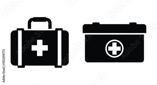 Two medical cases depicted in a minimalist black silhouette
