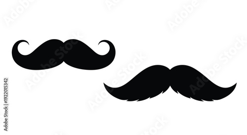 Two black mustaches displayed against a white background silhouette