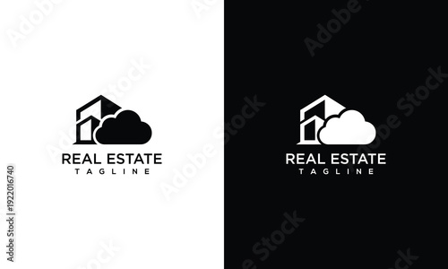 Real Estate House Cloud Logo Design - Modern Property Tech Icon.