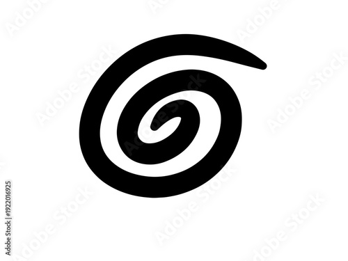 Abstract hand drawn black spiral swirl isolated on white background for hypnosis concept motion cycle and creative graphic decoration