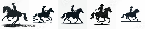 A Silhouette Cowboy Riding a Horse Vector Illustration