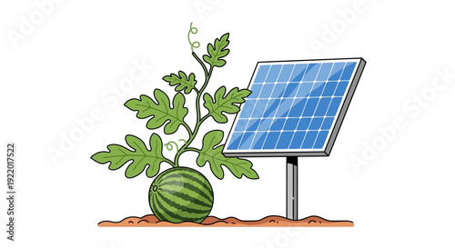 Solar Panel Watermelon Plant.