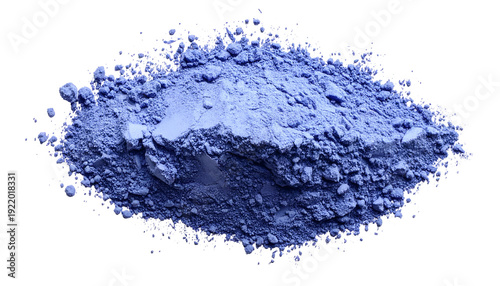 Close-up of a small pile of fine, light blue powder against a black background