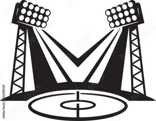 Stadium Lights Illuminating Empty Stage Floor Vector Illustration Isolated on White