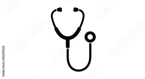 Clean and modern vector illustration graphic depicting a classic black stethoscope, an iconic symbol of medical professionals and the crucial healthcare industry.
