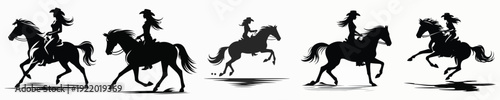 A Silhouette Cowboy Riding a Horse Vector Illustration