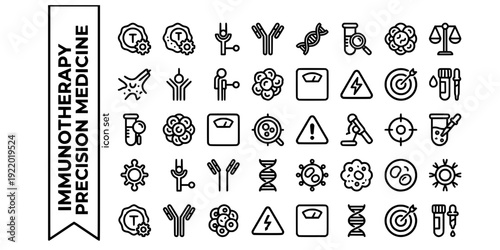 Immunotherapy Precision Medicine Bold Line Icons-CAR-T Checkpoint Inhibitor Monoclonal Antibody Genome Biomarker Tumor Cytokine-20 Precision Medicine Icon Set Vector - Immunotherapy Icons