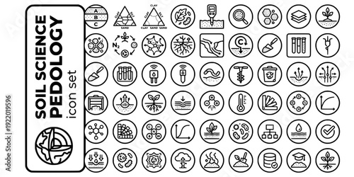 Soil Science Pedology Bold Line Icons-Soil Horizon Texture Triangle Organic Matter pH Clay Silt Porosity Nitrogen Mycorrhizal-20 Soil Science Icon Set Vector - Pedology Icons