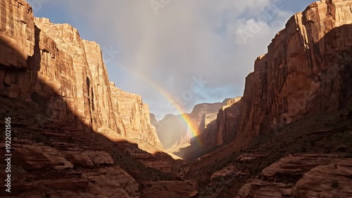 Sunlight Fills Canyon Through Rocky Terrain.