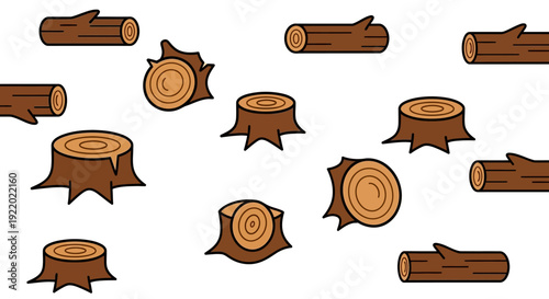 Wooden Tree Stumps Logs.