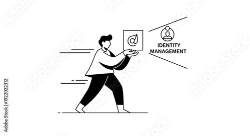 Digital identity management abstract illustration of a person holding identity