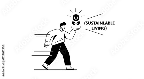 A person carrying a flourishing plant representing sustainable living, a symbol of growth and ecology