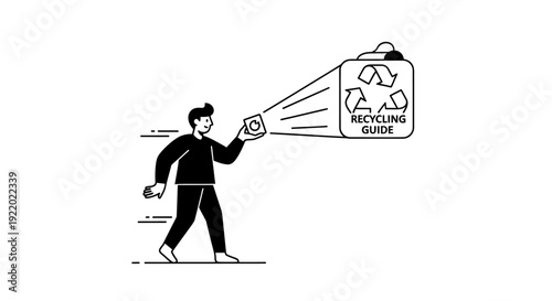 Person Shining Light On A Recycling Guide With Recycling Symbols Illuminated