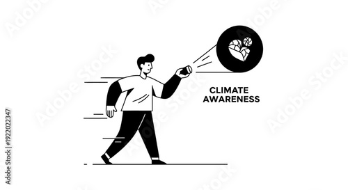 Climate Awareness Person Projecting Symbol of Global Warming and Sustainability Concept