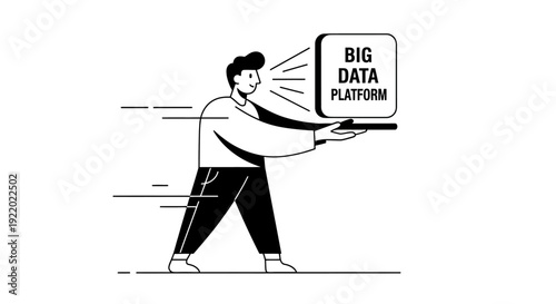 Man presenting a digital big data platform for business analytics and insights
