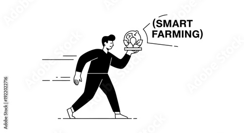 Illustration Of Person Holding Smart Farming Innovation In A Bowl