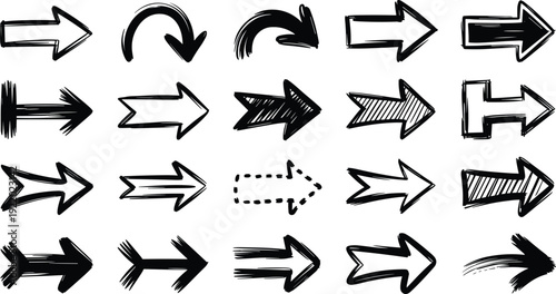 Collection of black and white arrow icons pointing right