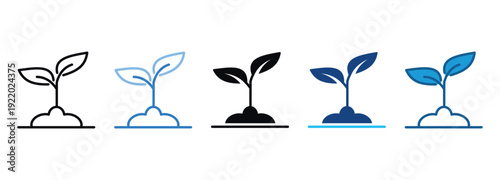Plant Icon Set Multiple Style Of