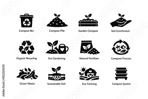 Icons of composting and eco-friendly gardening practices