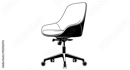 Modern office chair with wheels and adjustable height, perfect for work.