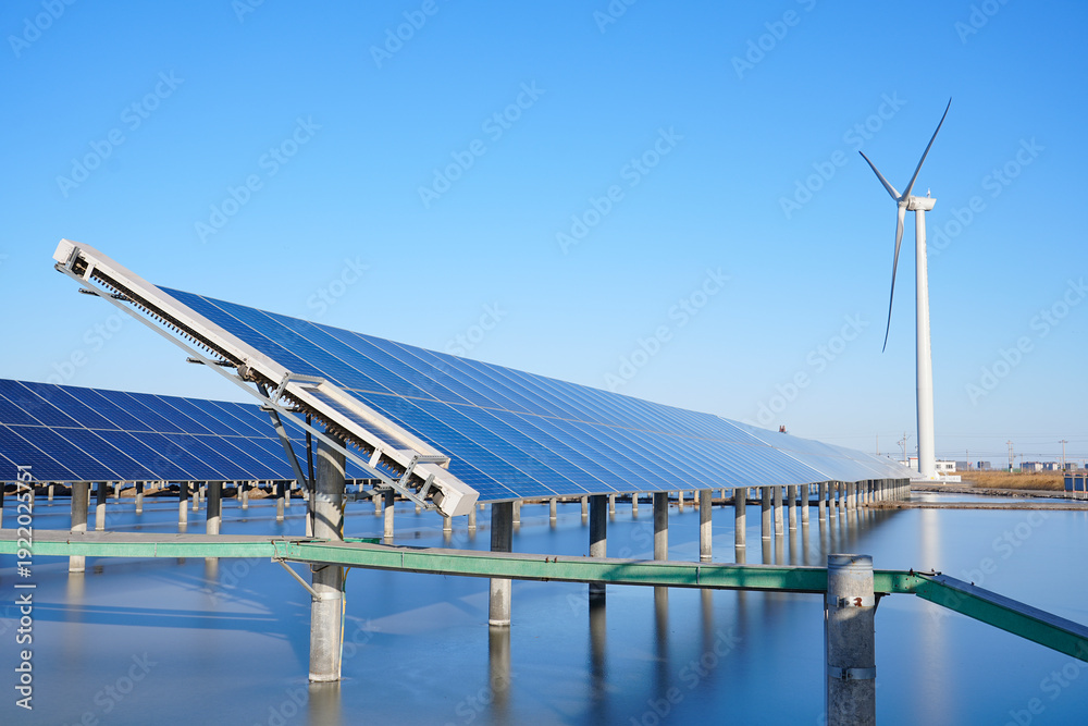 Fototapeta premium Solar panels green energy light energy