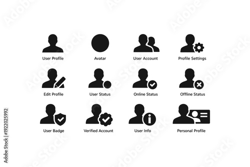 User interface icons for profile and account management