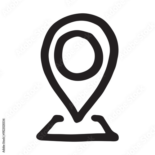 Hand drawn map pin Map marker pointer sign GPS and mapping tools Location pin symbol Pinpoint clipart in doodle style Single element for web, design