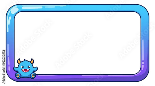 Monster Cartoon Frame with Cute Character for Streaming Overlay