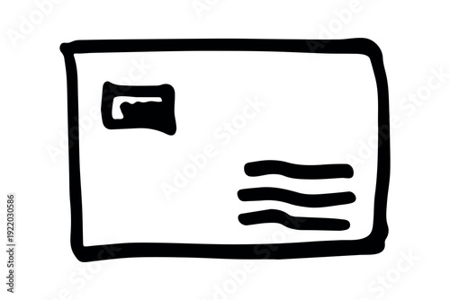 Hand drawn envelope with letter inside Mail and correspondence doodle Love, communication, invitation Single element for design, print, decor