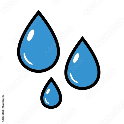 Triangular Arrangement of Blue Water Droplets in a Clean White Graphic