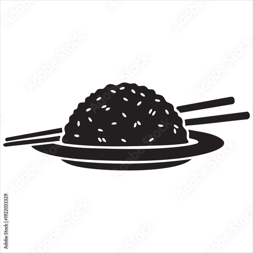  Rice Plate in Silhouette in silhouette on white background. Adobe Illustrator Artwork
