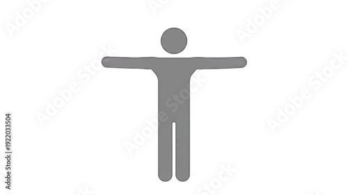 Minimalist Grey Human Figure Icon - Abstract Person Symbol on White Background