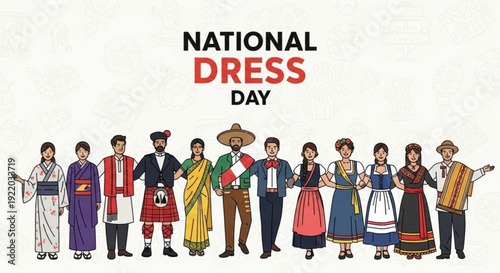 People wearing traditional cultural clothing for national dress day celebration