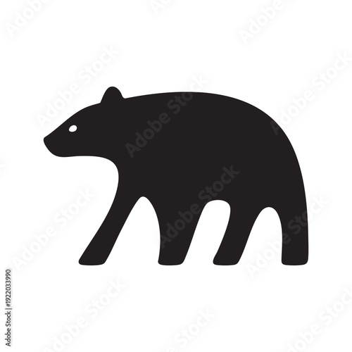 Web. vector illustration. black and white animal pictogram. web flat icon or badge. shape. bear. shadow. 