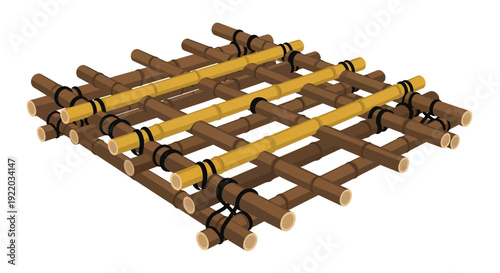 Bamboo raft construction and materials for outdoor adventure and survival