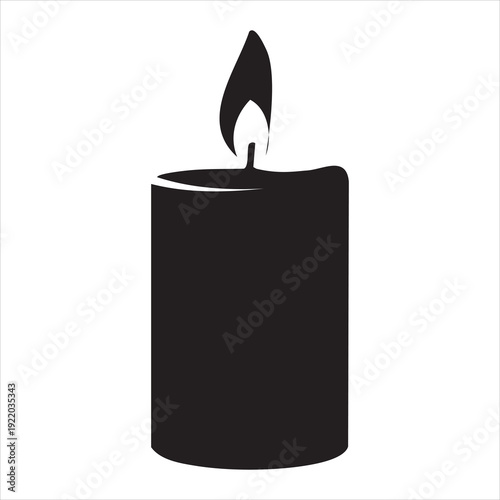 Black and white candle illustration, simple vector design Adobe Illustrator Artwork