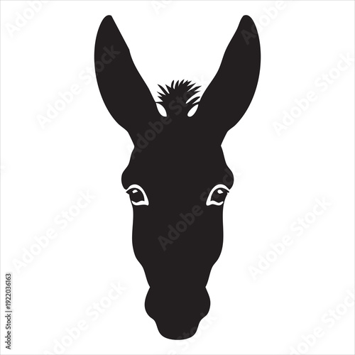 Donkey head silhouette simple black vector illustration isolated on white background Adobe Illustrator Artwork