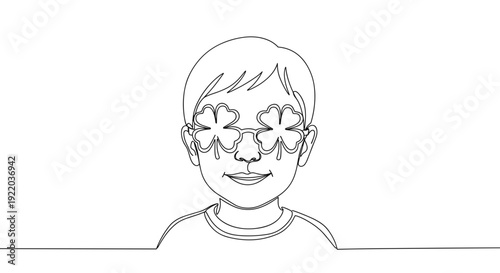 A boy smiling with flower-shaped glasses on a transparent background, expressing happiness and joy, showcasing a playful and carefree attitude.