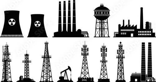 Farm animal silhouettes collection with horse, donkey, cow, bull, goat and dog, black vector illustration set isolated on white background