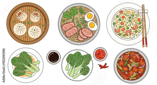 A Collection of Delicious and Diverse Asian Dishes, Appetizers, and Side Dishes