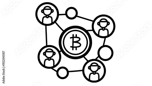Decentralized Cryptocurrency Network with Connected Users Vector Illustration