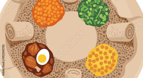 Traditional Ethiopian Cuisine Served on Injera A Culinary Journey of Flavor and Culture