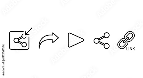 Illustration of icons representing file sharing and linking actions in a digital interface