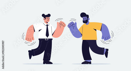 Two men giving each other a high five, celebrating success together as a team